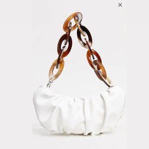 ASOS white pouch shoulder bag with chain
